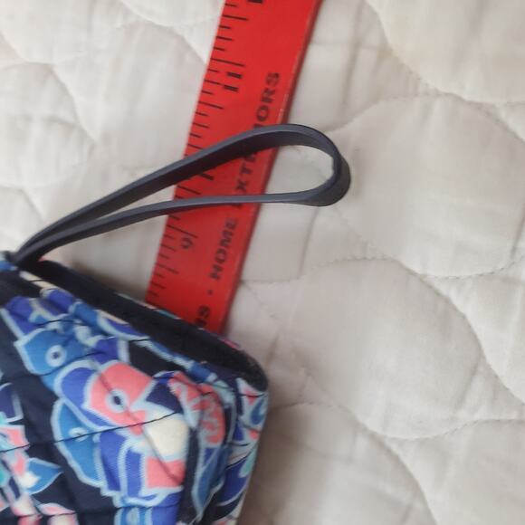 Vera Bradley Floral Blue & Pink Wallet / Clutch Quilted Zipper Pockets LOGO - Picture 8 of 9